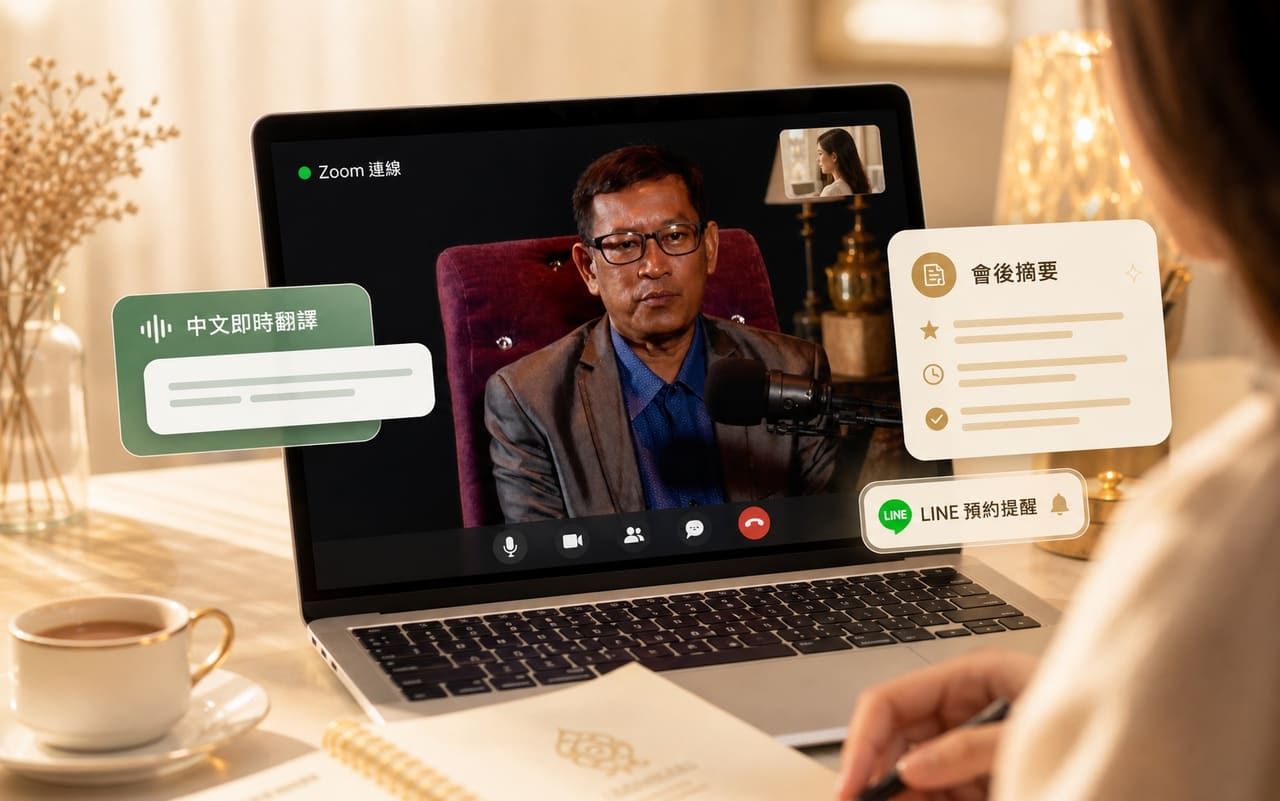 線上泰國老師諮詢與中文翻譯服務示意